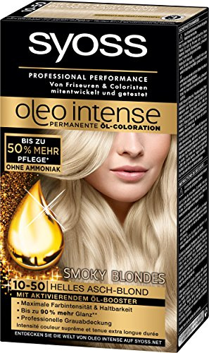 Syoss Oleo Intense Coloration 10-50 Helles Asch-Blond Smoky Blondes, 3er Pack (3 x 115 ml)