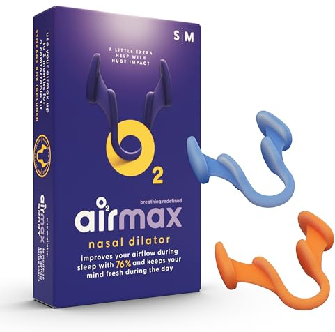 Air Max Nasenspreizer Testpaket | Nasenöffner - 76% mehr Luft für bessere Nasenatmung - Alternative zu Nasenpflaster - mit Aufbewahrungsdose (2 Stück Größe S und M)*