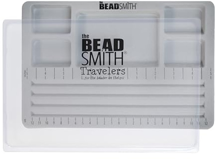 The Beadsmith Mini-Perlenbrett – Grau beflockt, 4 gerade Kanäle, 5 versenkte Fächer, 19,7 x 28,6 cm, Designtafeln zum Erstellen von Armbändern, Halsketten und anderem Schmuck