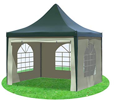 Stabilezelte Gartenpavillon 3x3m mit Seitenteilen Arabica Pagodenzelt PVC GRÜN BEIGE