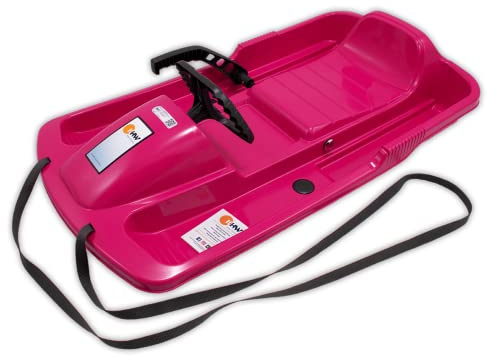 KHW | Lenkschlitten Snow Fox | Pink | TÜV-geprüft | Made in Germany | ausgefeiltes Lenksystem & griffsicheres Lenkrad | kälte- und lichtbeständiger Kunststoff | der Hingucker auf jeder Piste