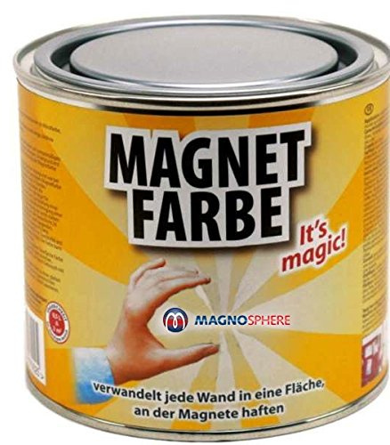 Magnetfarbe - Magnetische wandfarbe - 1 Liter - für eine Fläche von 2,5m² - 10m² - Farbe für die Wand wirkt magnethaftend - Grundfarbe kann nach Trocknung beliebig überstrichen und gestaltet werden
