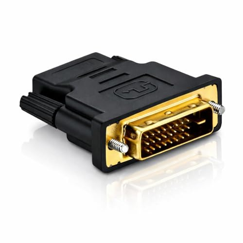 PerfectHD HDMI auf DVI Adapter 1080p – vergoldete Kontakte, bidirektional, kompatibel mit PC, Laptop, Monitor, Beamer, Konsole, Receiver – DVI-D 24+1 auf HDMI Buchse – Full HD