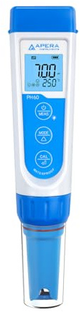 Apera Instruments PH60 Premium pH-Meter (Genauigkeit pH ±0,01, Messbereich pH -2,0-14,0, austauschbare Elektrode, wasserfest, Temperaturanzeige), AI311, Standard Glaselektrode