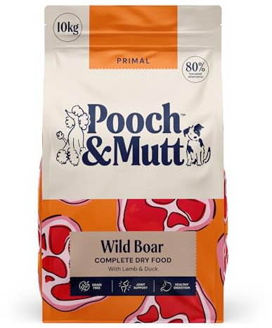 Pooch & Mutt - Getreidefreies Primal Hundetrockenfutter mit hohem Proteingehalt, Wildschwein-Geschmack, 10 kg