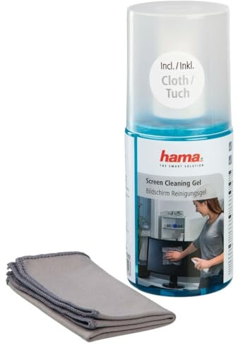 Hama Bildschirmreiniger Set mit Mikrofasertuch (Reinigungsgel als Monitor Reiniger, PC Bildschirm Reiniger, Tablet Reiniger, Notebook Reiniger, TV Reiniger LCD LED Fernseher, Handy Desinfektion) 200ml