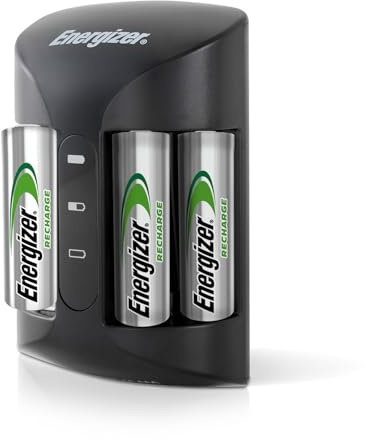 Energizer Recharge Pro - Batterieladegerät für Wiederaufladbare Akku AA und AAA NiMH - 4 AA 2000 mAh Batterien inbegriffen - 4 Stunden Ladezeit - automatische Abschaltung und der Überladungsschutz