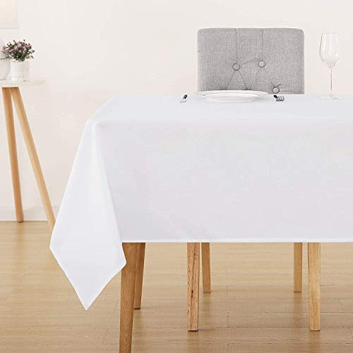 Deconovo Tischdecke Weiß Abwaschbare Tischdecken Outdoor Wetterfest 130x280 cm Weiss Tischtuch Wasserabweisend Tischwäsche Lotuseffekt Tischtücher für Garten Balkon Wohnzimmer Esszimmer 1 Stück