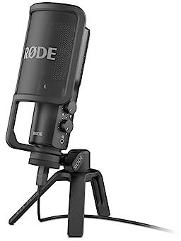 RØDE NT-USB vielseitiges USB-Kondensatormikrofon mit Studioqualität, Popfilter und Stativ für Streaming, Gaming, Podcasting, Musikproduktion, Gesangs- und Instrumentenaufnahmen (schwarz)