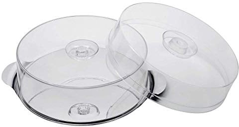 APS 652 Tortenplatte mit 2 Hauben hochwertige Kuchenplatte aus Edelstahl mit Griffen und 2 Tortenhauben (Höhen 7cm + 11cm, 30 cm) langlebig und stapelbar, Made in Germany, Transparent