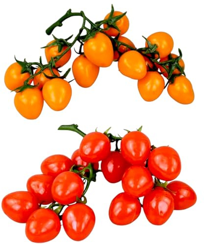 GMMH Deko Cherry Tomaten im Bund Kunstobst Kunstgemüse Künstliches Obst Gemüse Dekoration, Realistische Kirschtomaten Faux (2er Set)