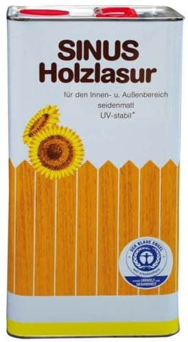 BURTEX Sinus Holzlasur 5 L – Farbe Kiefer – Holzanstrich auf Pflanzenölbasis, kunstharzverstärkt & wetterbeständig – Holzschutz innen & außen – tropfgehemmt, atmungsaktiv, seidenmatt