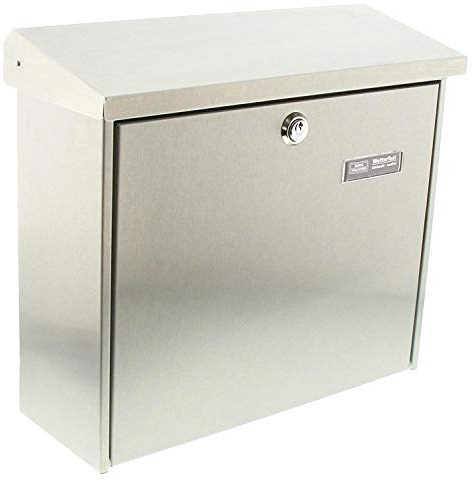 BURG-WÄCHTER Briefkasten ohne Zeitungsfach mit Namensschild, Rostfreier Edelstahl, Einwurf-Format DIN C4, 2 Schlüssel, Comfort 3913 NI
