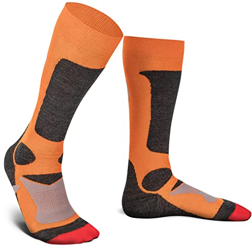 Piarini 2 Paar Unisex Skisocken Skistrumpf Wintersport Snowboard - atmungsaktive Socken Kniestrümpfe Thermosocken Funktionssocken aus Merino Wolle Outdoorsocken