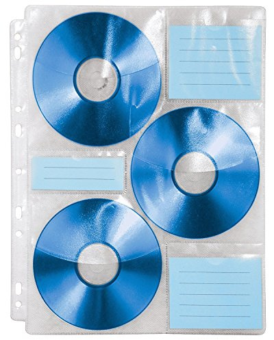 Hama CD-/DVD-/Blu-ray Hüllen mit 60 Indexkarten zum Beschriften (Archivierung, 10 Hüllen für je 6 CDs/DVDs/Blu-Rays, geeignet für DIN A4 Ordner) transparent