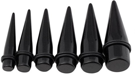 JOVIVI 6 Stück Acryl Dehnstäbe Schwarz Dehnstab Tunnelset Dehnungsstäbe Ohr Expandet Set Ohrschmuck Damen Herren, 10mm-20mm