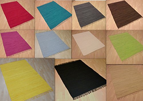 MB Warenhandel24 Handwebteppich Fleckerlteppich Flickenteppich einfarbig Uni 100% Baumwolle Handweb Teppich Fleckerl Waschbar NEU (Anthrazit, ca. 170x240 cm) 4,08 m²