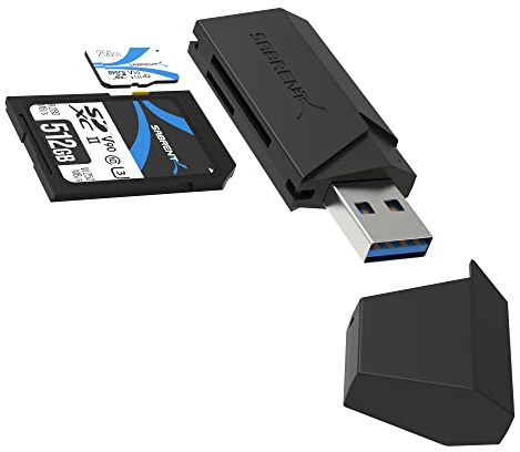 SABRENT SD, Micro SD Kartenleser, USB 3.2 gen 1 Kartenleser, 5Gbps High Speed Externe Kartenlesegeräte OTG Adapter unterstützt MMC/TF/SDXC/SDHC/Micro SDHC/Micro SDXC, für PC, usw (CR-UMSS)
