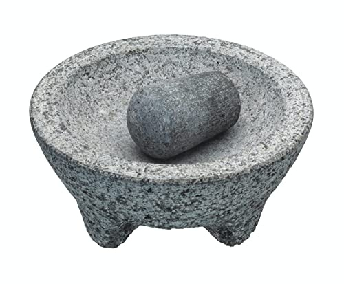 KitchenCraft World of Flavours „“Molcajete“ Mexikanisches Mörser und Stößel Set, Granit, 20 cm