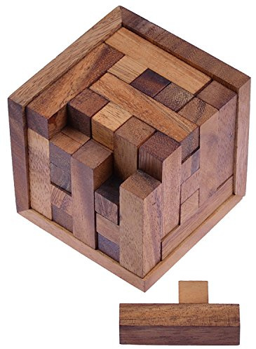 LOGOPLAY Packwürfel 125-3D Puzzle - Denkspiel - Knobelspiel - Geduldspiel - Logikspiel im Holzrahmen