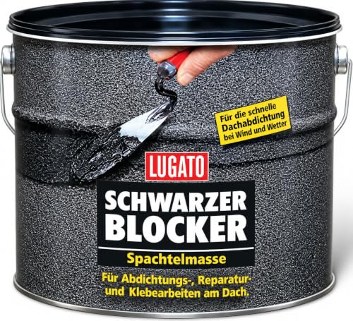 Lugato Schwarzer Blocker Spachtelmasse 5 kg - Für Abdichtungs-, Reparatur- und Klebearbeiten am Dach
