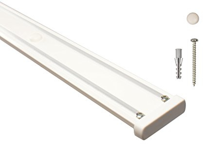 iso-design Gardinenschienen 2 läufig aus Aluminium in weiß - vorgebohrt, Deckenschiene, Vorhangschiene, 160 cm