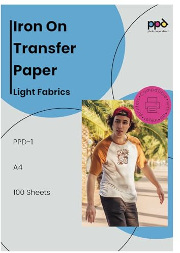 PPD 100xA4 Inkjet Premium Transferpapier für helles Textil, Bügeleisen und Transferpresse PPD-1-100