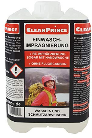 CleanPrince 2 Liter Einwaschimprägnierung | Kanister Wasser- und schmutzabweisend Re-Imprägnierung Waterproofer Imprägniermittel