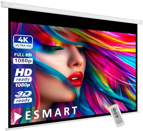 ESMART Economy EXM Motor-Leinwand 237 cm Bild 200 x 113 cm (90) | Format 16:9 | Fernbedienung | Heimkino elektrische Beamer Projektionsleinwand Motor Leinwand LCD