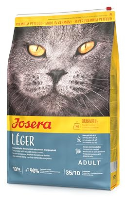 JOSERA Léger (10kg) | Katzenfutter trocken zur Gewichtskontrolle | Adult | Geflügel | Weizenfreies Premiumfutter für ausgewachsene ( steriisierte / übergewichtige ) Katzen | wenig Fett & viel Protein