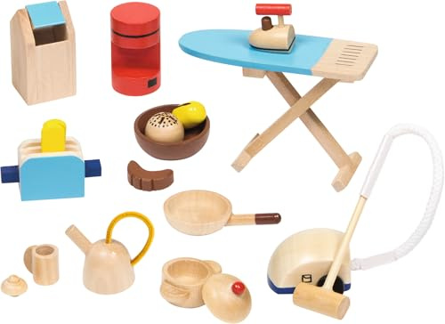 goki 51939 - Accessoires Küche, 19-teiliges Zubehör für das Puppenhaus