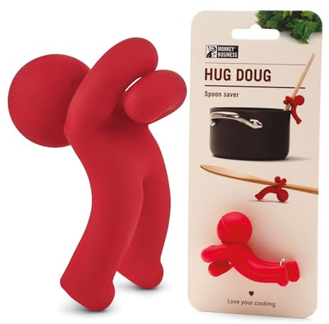 Löffelretter Hug Doug| Löffelhalter und Deckelheber | Löffelablage aus Silikon | Herdlöffelhalter | Coole Küchenhelfer & süßes Küchenzubehör | von Monkey Business