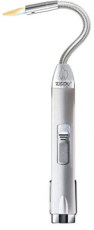 Zippo Stabfeuerzeug - Silber - Mit Gas Nachfüllbar - Langer Flexibler Hals - Gummiert - Idealer Kerzenanzünder