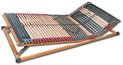 7 Zonen Lattenrost Rhodos® KF, Kopf- und Fußteil verstellbar, 44 Leisten, Querholme BUCHE massiv, Mittelgurt, fertig montiert, TÜV/GS Gesichert Geprüft ID 111121290, 90 x 200 cm
