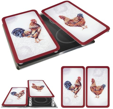WENKO Herdabdeckplatte Universal Mod. Farm, höhenverstellbar für alle Herdarten, Schneidebrett und Spritzschutz, Glas, 30 x 52 cm, 2-teilig