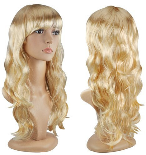 Damen Sexy Lange Lockige Perrücke Kostüm Accessoires - Blond