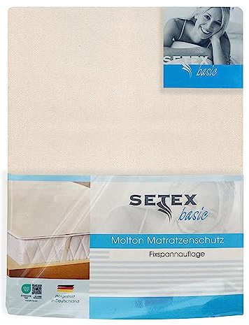 SETEX Molton Matratzenschutz, 90 x 200 cm, Eckgummis, 100% Baumwolle, Basic, Naturfarben 1607090200001001