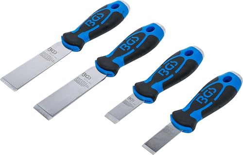 BGS 363 | Universal-Schaber-Satz | 4-tlg. | Edelstahl-Klingen | 2-Komponenten-Gummigriff | Metallkappe zur Verwendung mit Hammer | Klingenstärken 2,4 und 1,1 mm
