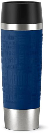 Emsa Travel Mug Classic Grande Thermobecher, 500 ml, Isolierbecher hält 6h heiß, 12h kalt, auslaufsicher, Quick-Press-Verschluss, 360 Grad-Trinköffnung, Kaffeebecher to go, Blau, 515618
