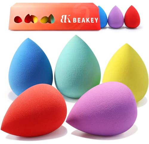 Make Up Schwamm Set, BEAKEY 5 Teiliges Beauty schminkschwamm Foundation Mischschwamm, Makellos für Flüssigkeit, Creme und Puder, Mehrfarbige Makeup schwämmchen