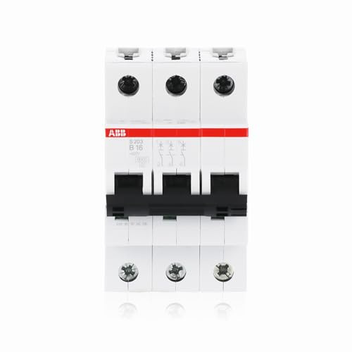 ABB S203-B16 3-poliger Miniatur-Leitungsschutzsch. | Auslösecharakteristik B, 6 kA Schaltkapazität, DIN-Hutschiene, zuverlässige Industriequalität, 2CDS253001R0165