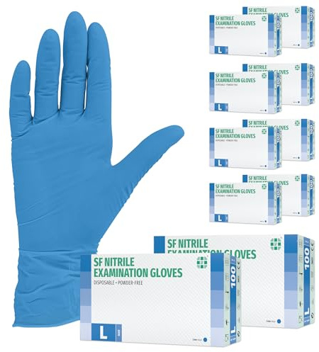 SF Nitrilhandschuhe XL Blau – 1000 Stück Einweghandschuhe, latexfrei | Puderfreie Einmalhandschuhe, Vorratspack mit 10 Boxen à 100 Stück, für Tattoo, Werkstatt, Küche, Reinigung und Haushalt