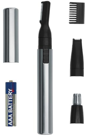 WAHL Micro Groomsman, 3 in 1, präziser Ohr-, Nasen- und Gesichtstrimmer, Rotierender Nasen-/Ohrenhaartrimmer, batteriebetrieben, langlebige abwaschbare Aufsätze
