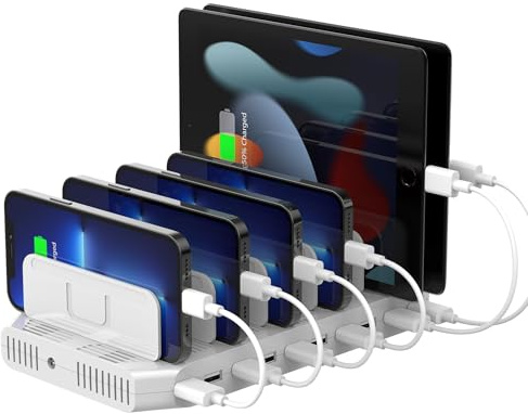 Unitek 60W Handy Ladestation Mehrfach 10 Ports, USB Ladestation für mehrere Geräte mit SmartIC Technik und einstellbaren Teiler für Tablet und Andere USB Geräte