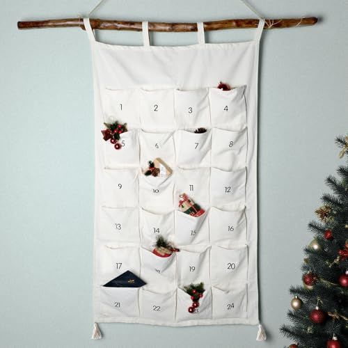 I LOVE MOM Adventskalender zum Befüllen Stoff,Countdown Kalender zum Aufhängen mit 24 Stoffbeutel,wiederverwendbarer Weihnachtsdeko für Kinder & Familie