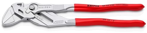 KNIPEX Zangenschlüssel, verchromt, 250 mm, greift stufenlos bis 52 mm, Feinverstellung per Knopfdruck, Schraubenschlüssel, Armaturenzange, 86 03 250