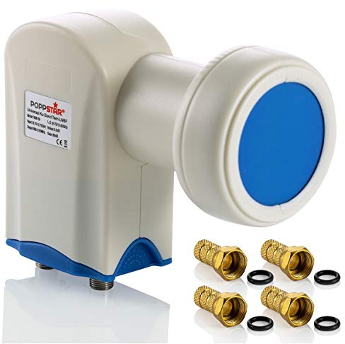 Poppstar Twin LNB 2-Fach LNC Set mit 4X F-Stecker für 2 Teilnehmer Kabel Sat Satelliten-Schüssel (digital, 4K, Full HD, 4k UHD, 3D TV)