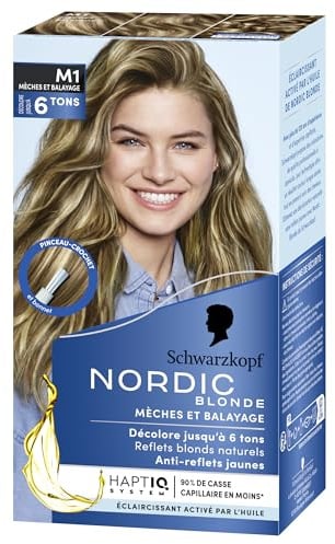 Schwarzkopf Nordic Blonde M1 Strahlende Dochte - Permanente Farbe - hellt bis zu 6 Töne auf - mit aktivierendem Öl&OmegaPlex