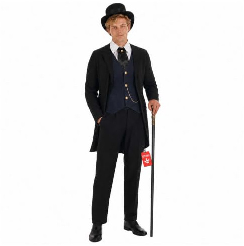 Fun Shack Frack Kostüm Herren, Viktorianisches Halloween Kostüm | Jacke, Hemd mit Weste, Krawatte & Zylinder, Gentleman-Look, Perfekt für Halloween, Ideal zum Verkleiden