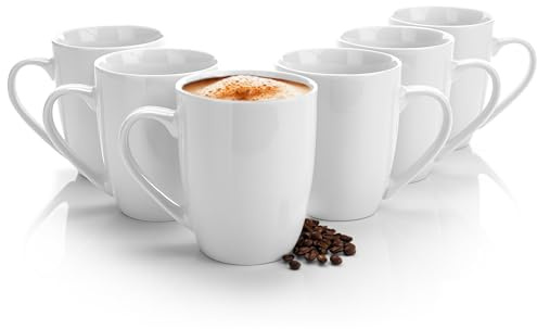BigDean 6 Kaffeebecher Porzellan 300ml Kaffeetassen weiß für Spülmaschine | Kaffeetassen Set spülmaschinengeeignet Tassen Set - Tassen zum Bemalen